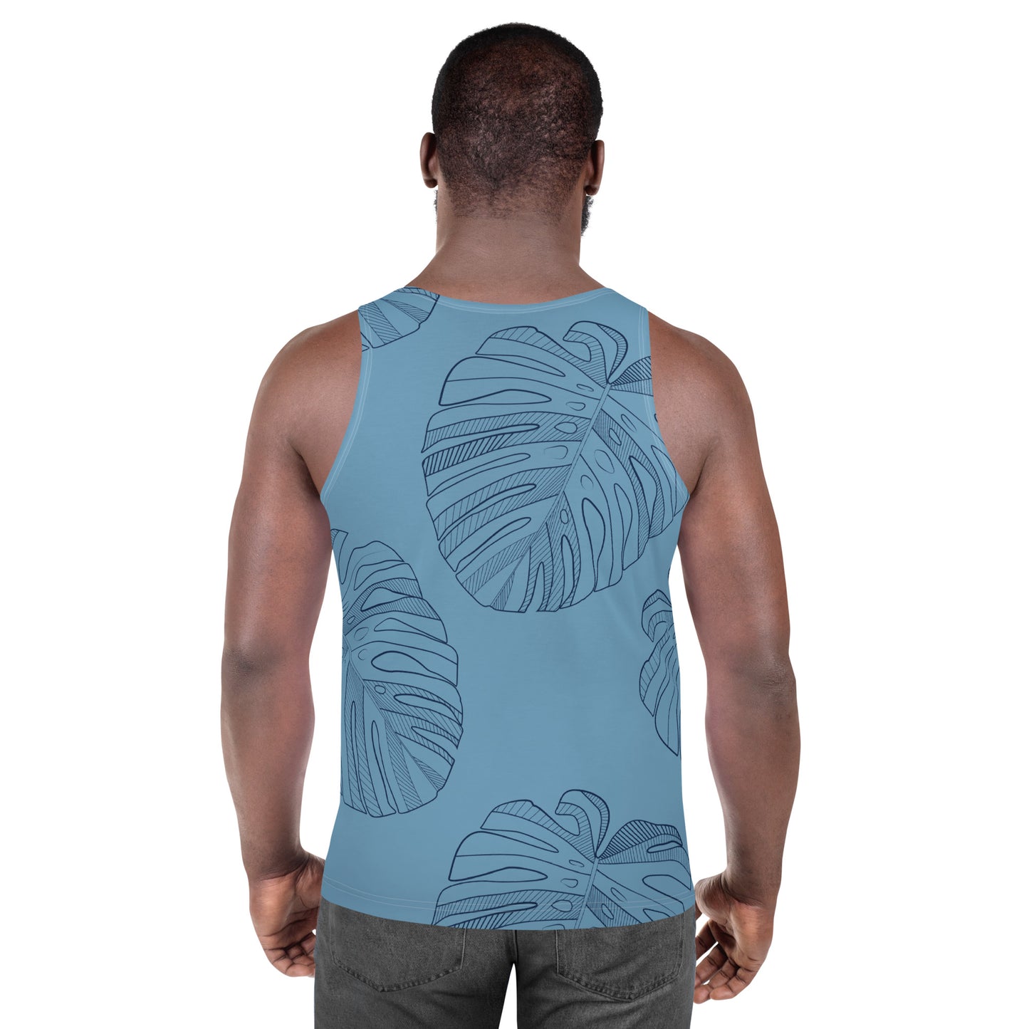 Men's Tank Top - Monstera Leaf Blue