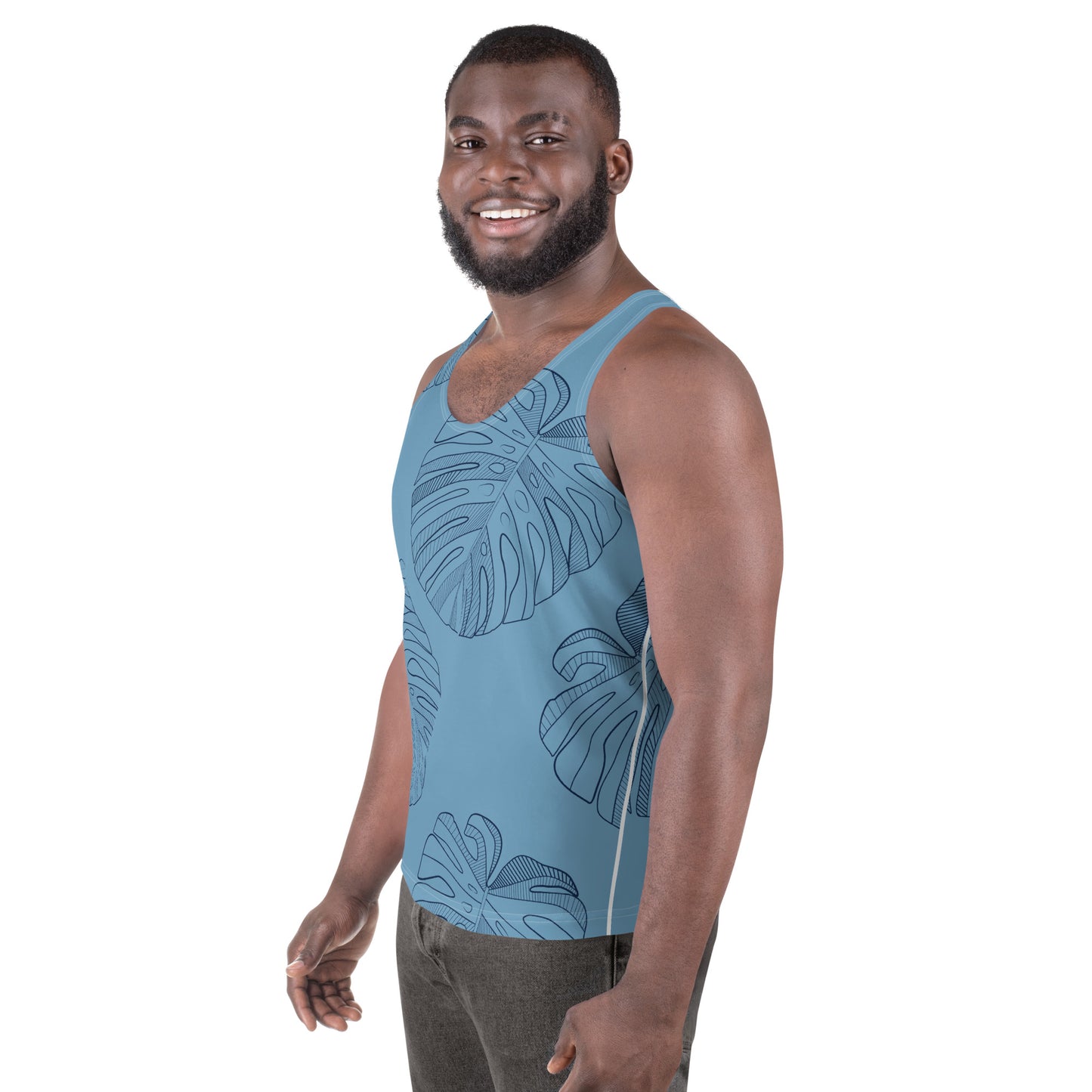 Men's Tank Top - Monstera Leaf Blue