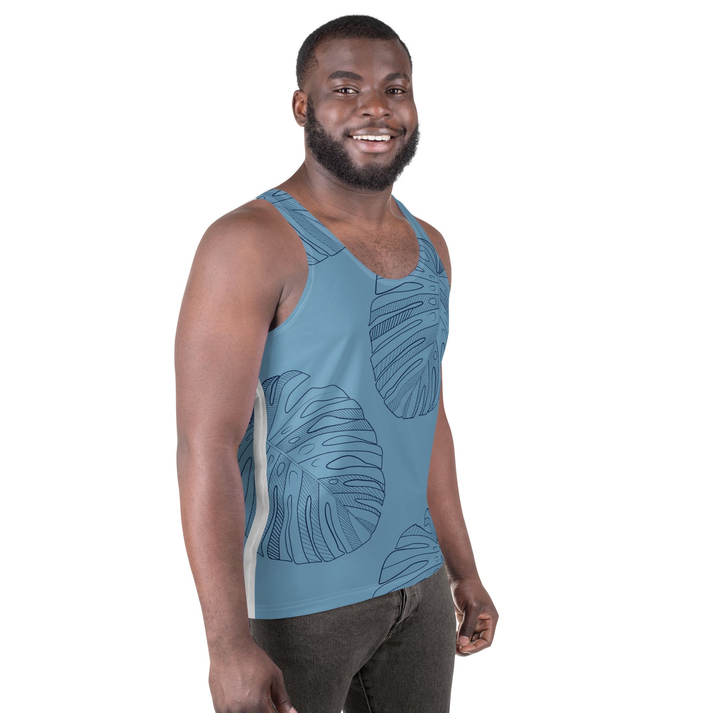 Men's Tank Top - Monstera Leaf Blue