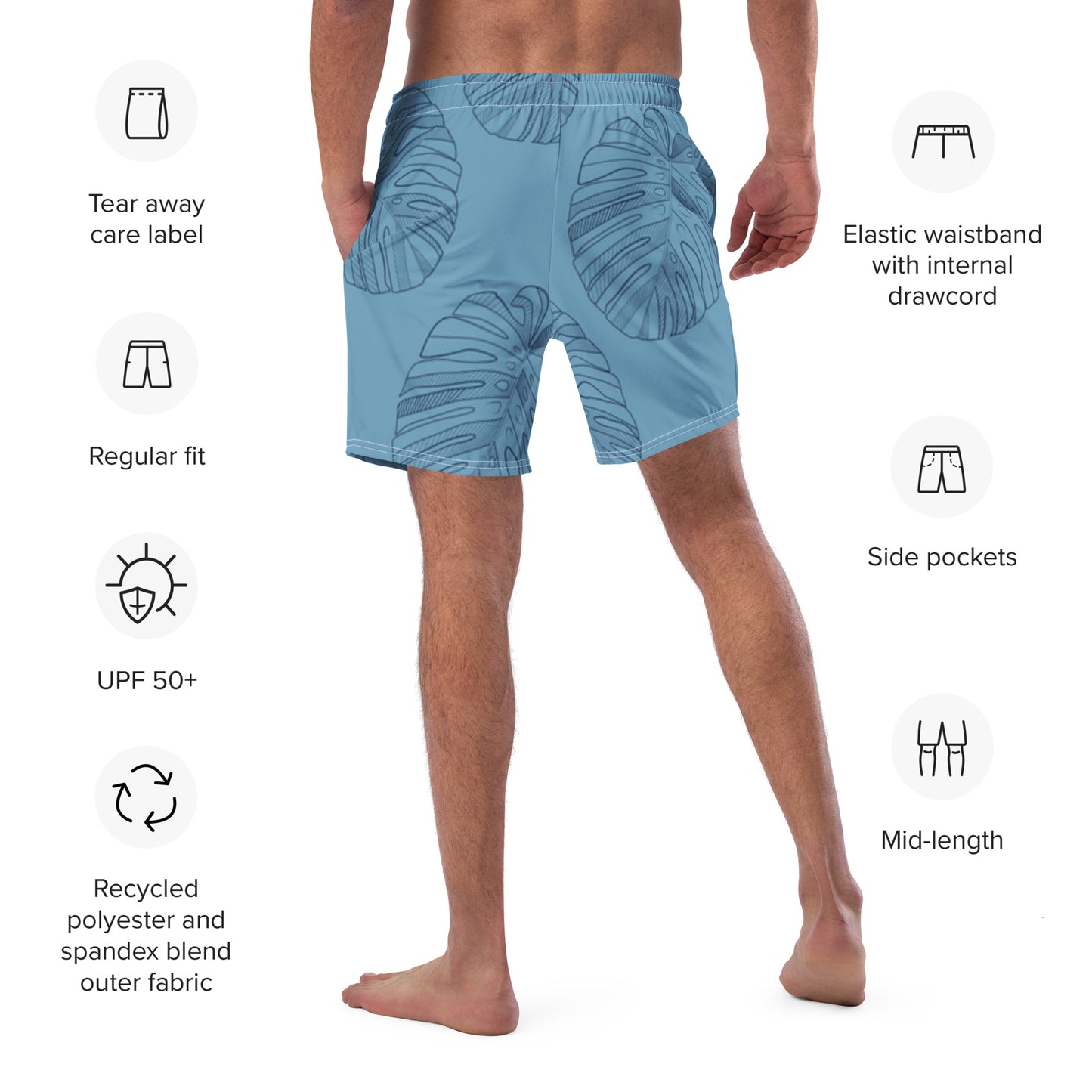 Men's trunks - Monstera Leaf Blue