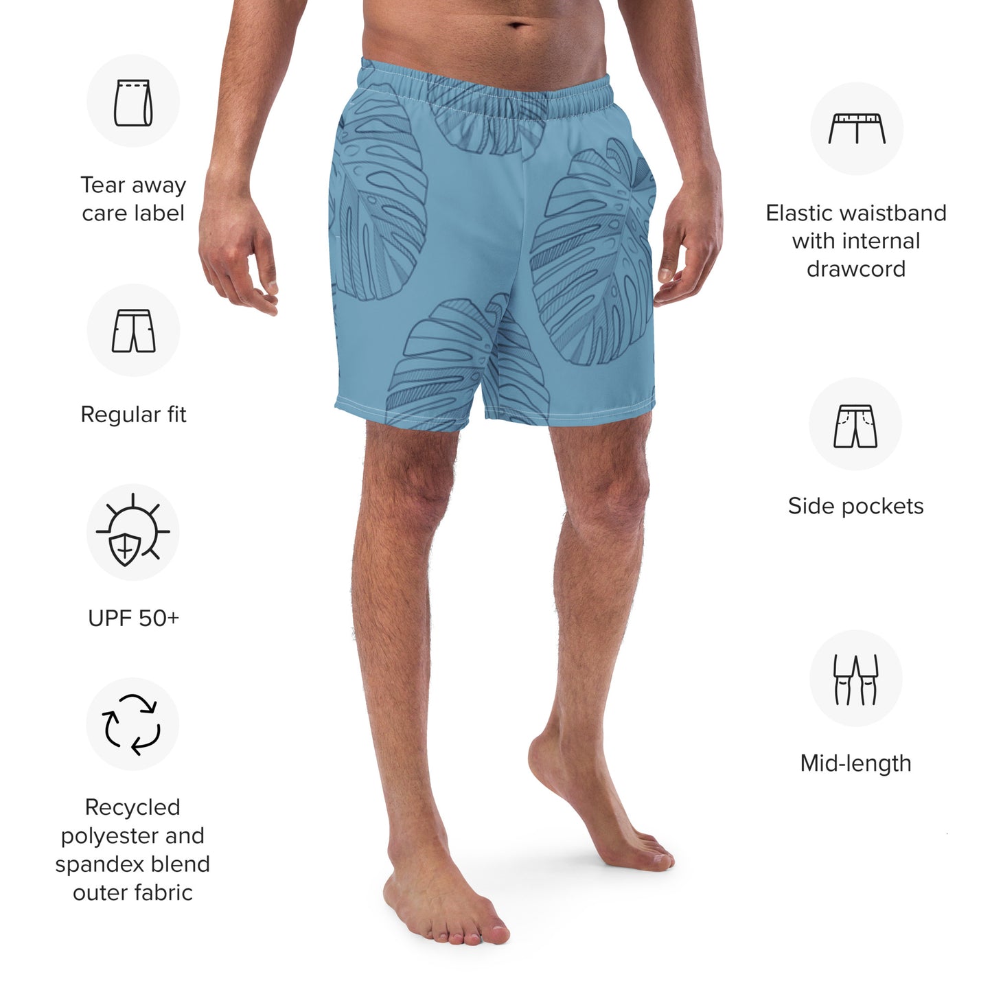Men's trunks - Monstera Leaf Blue