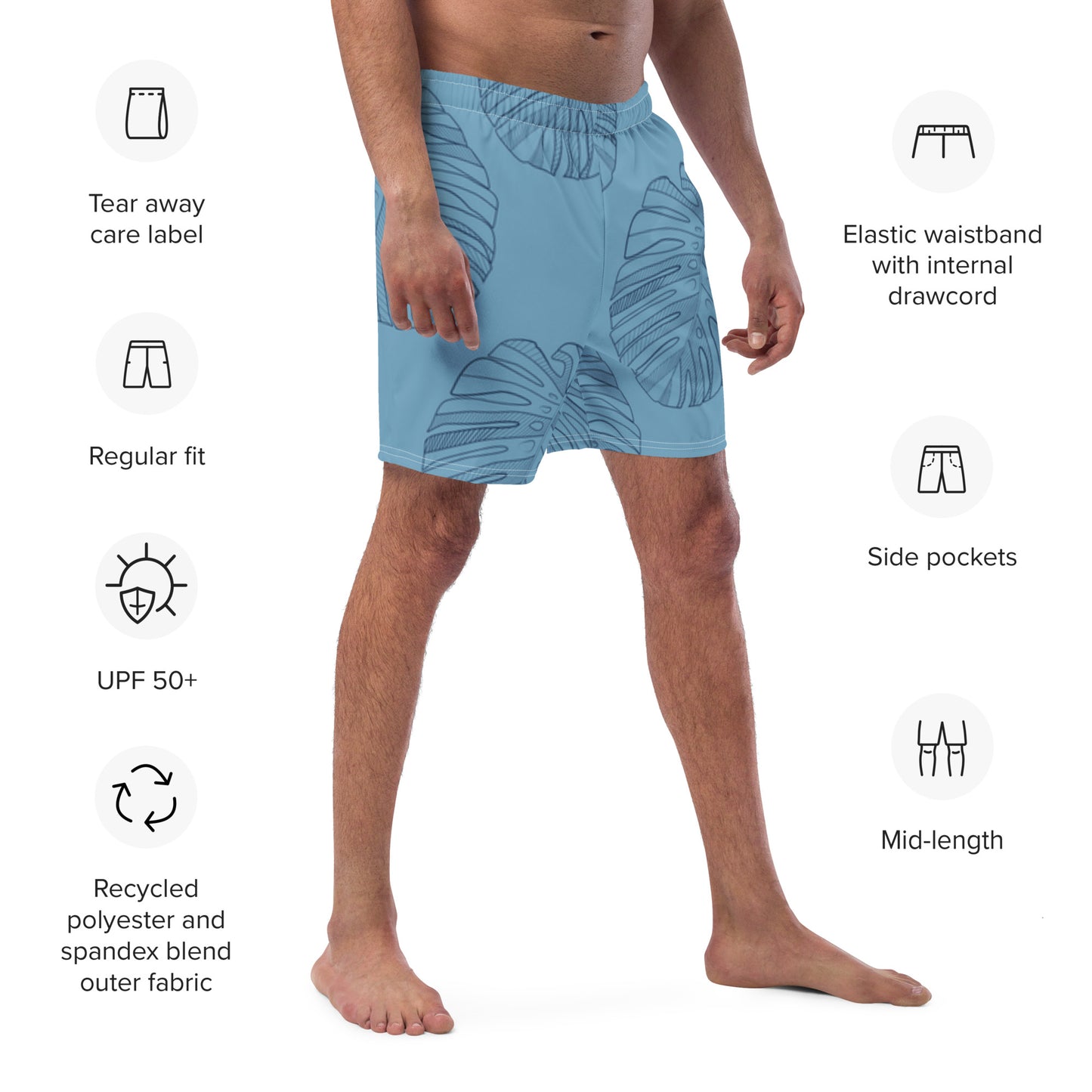 Men's trunks - Monstera Leaf Blue