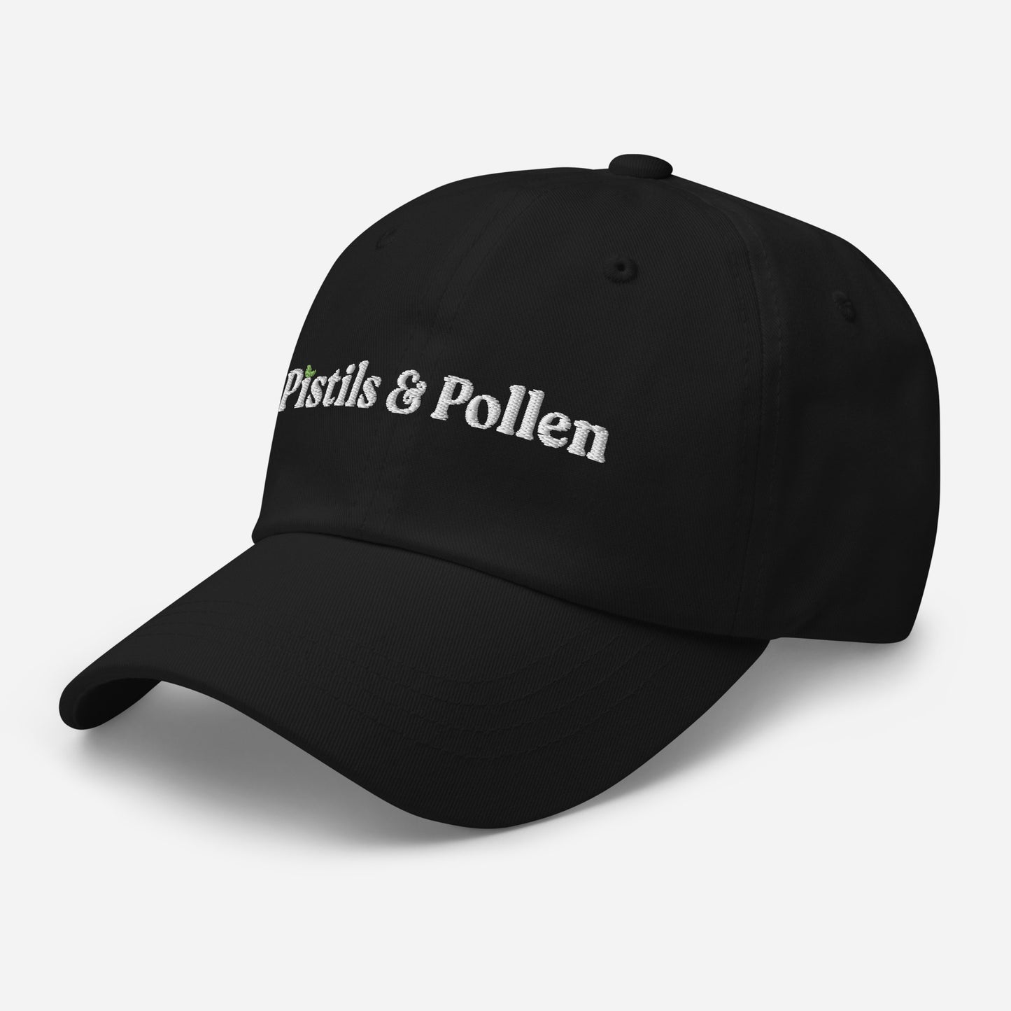 Pistils & Pollen - Cotton Hat (white on black)