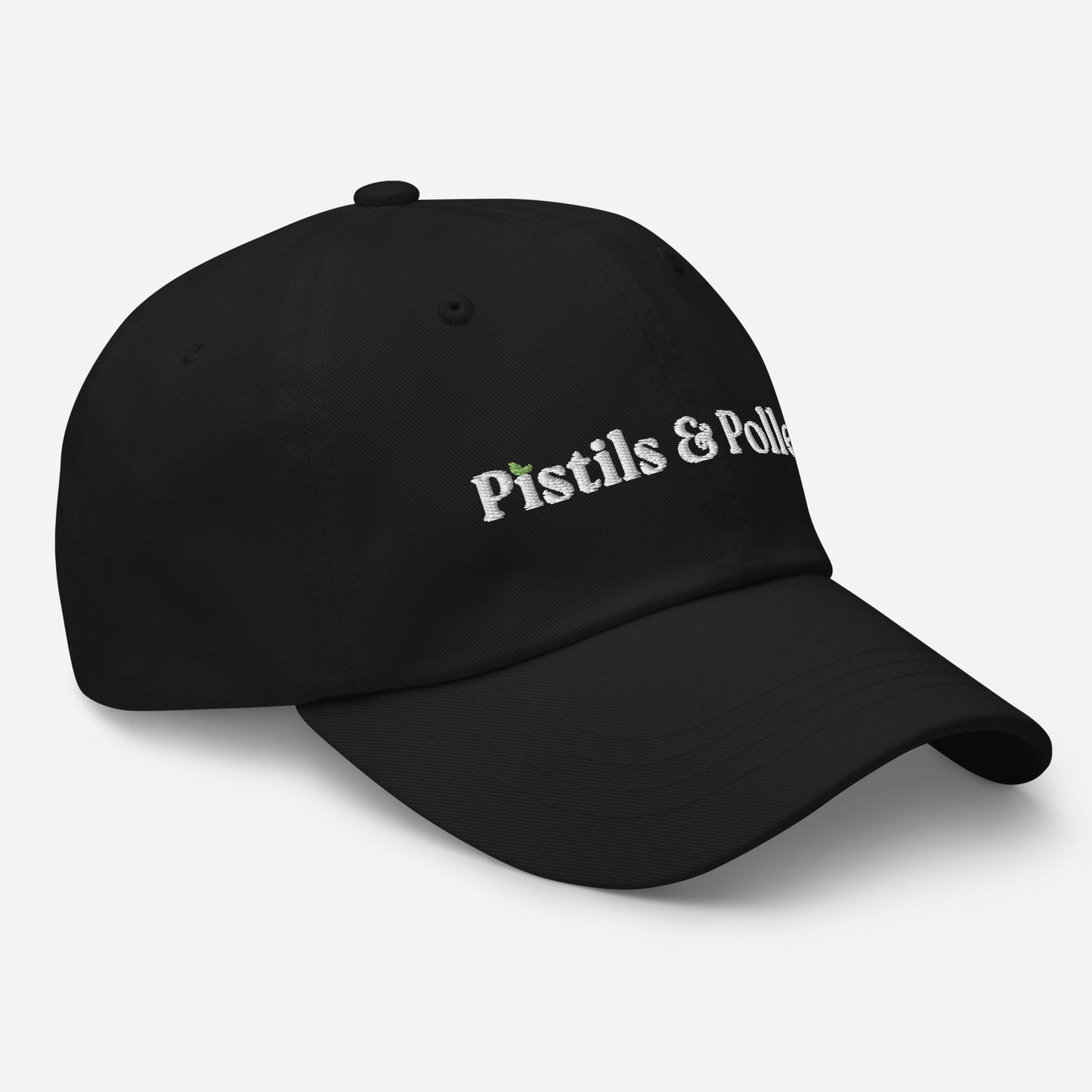Pistils & Pollen - Cotton Hat (white on black)