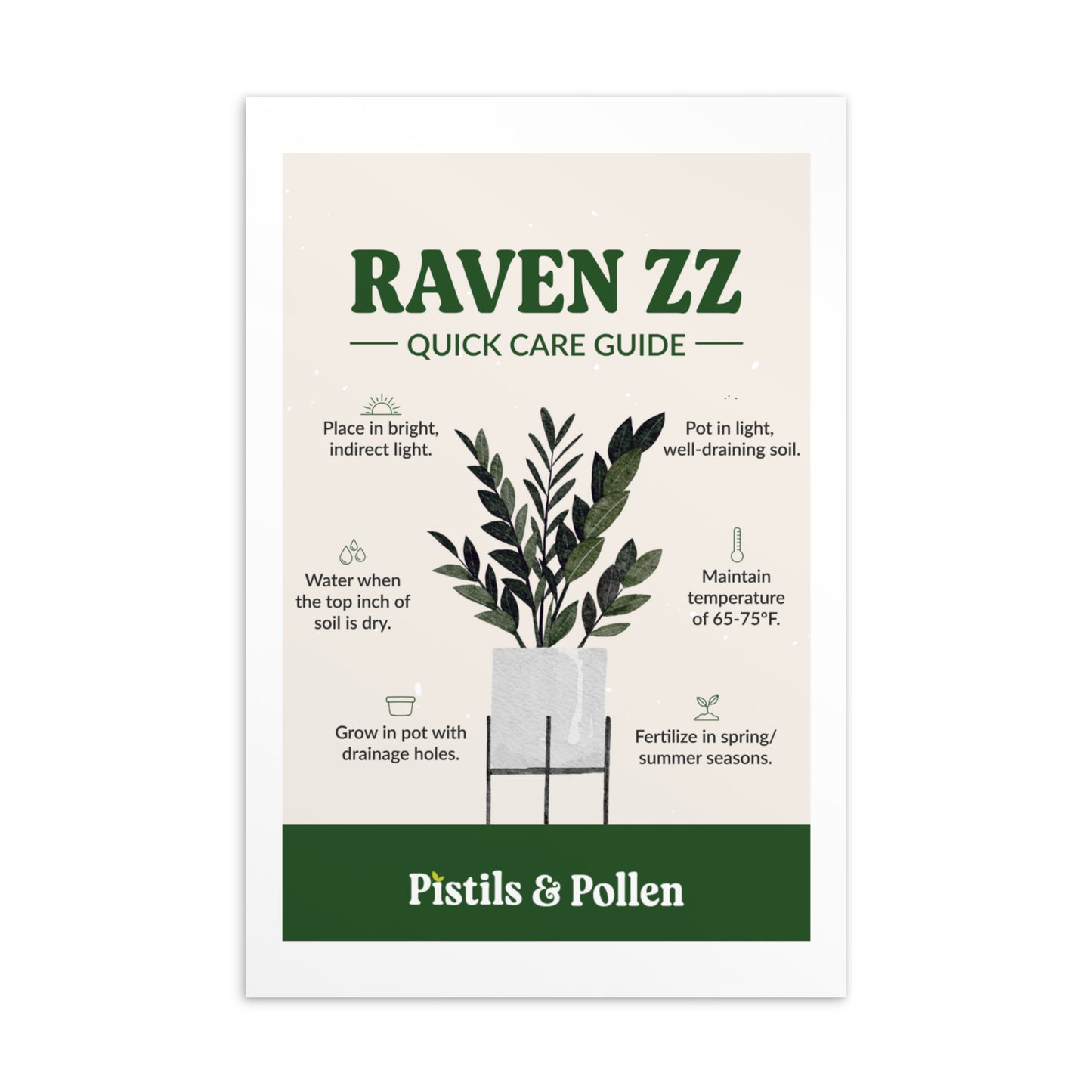 Raven ZZ - Quick Care Guide Card