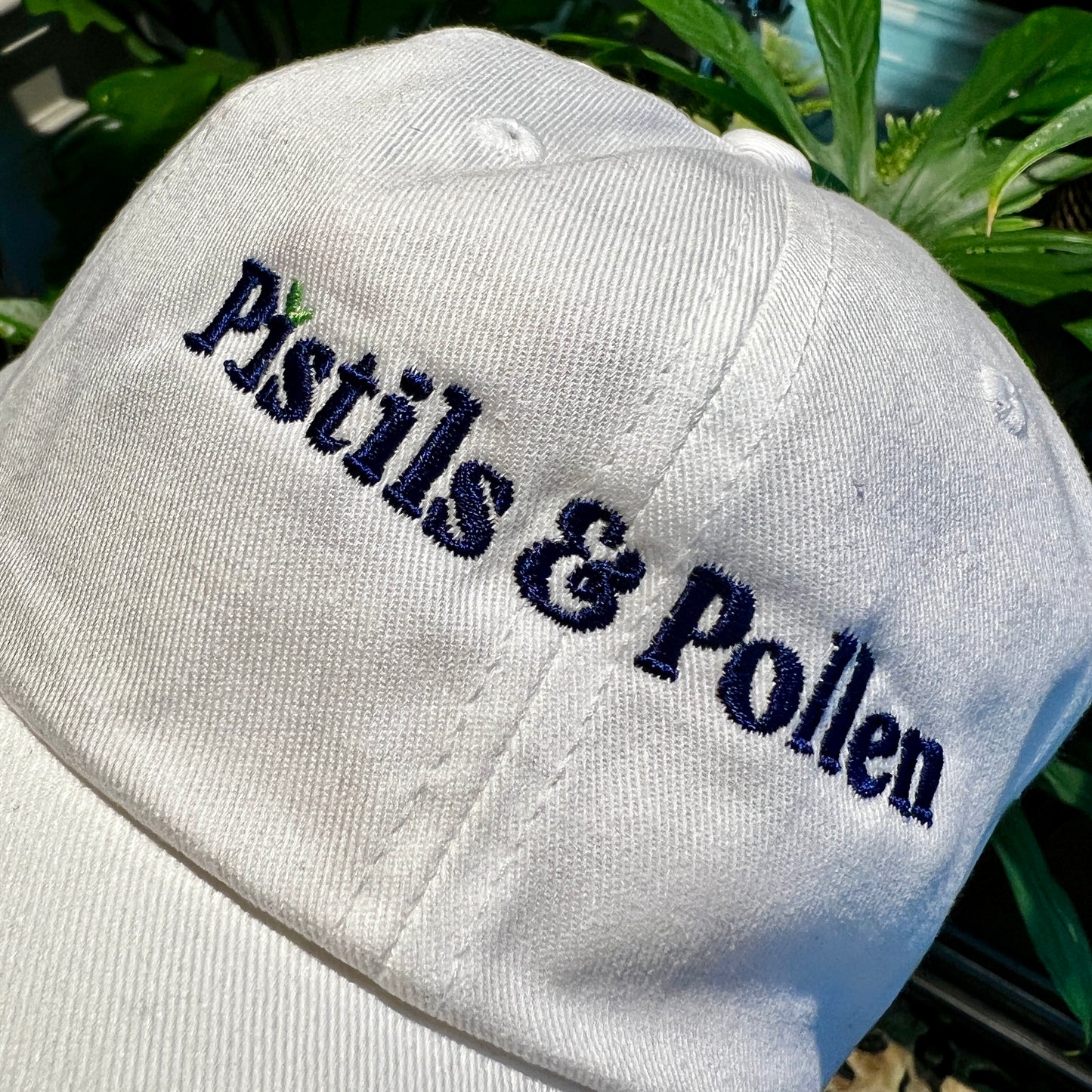 Pistils & Pollen - Cotton Hat (blue on white)