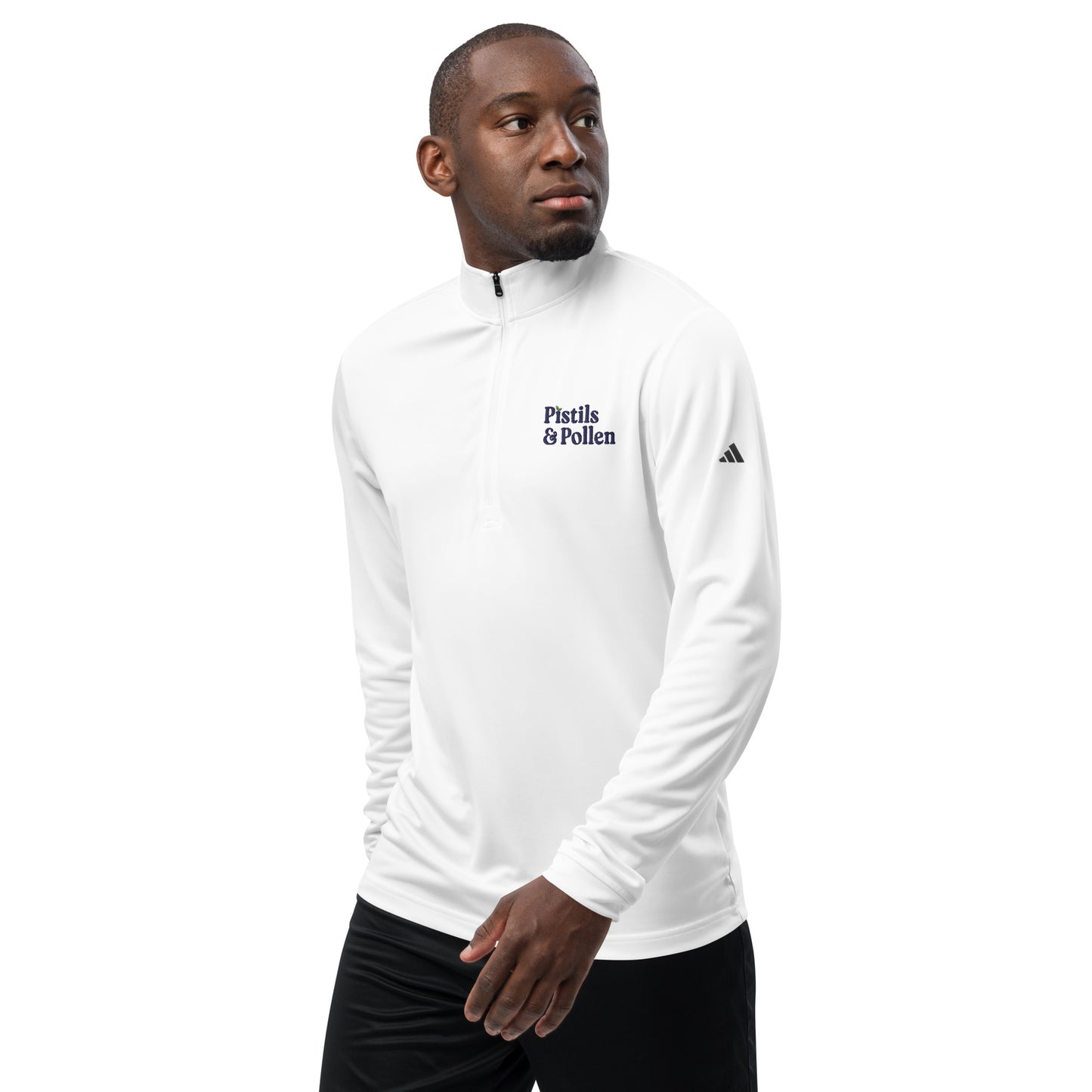 Pistils & Pollen - Quarter zip pullover (blue on white)