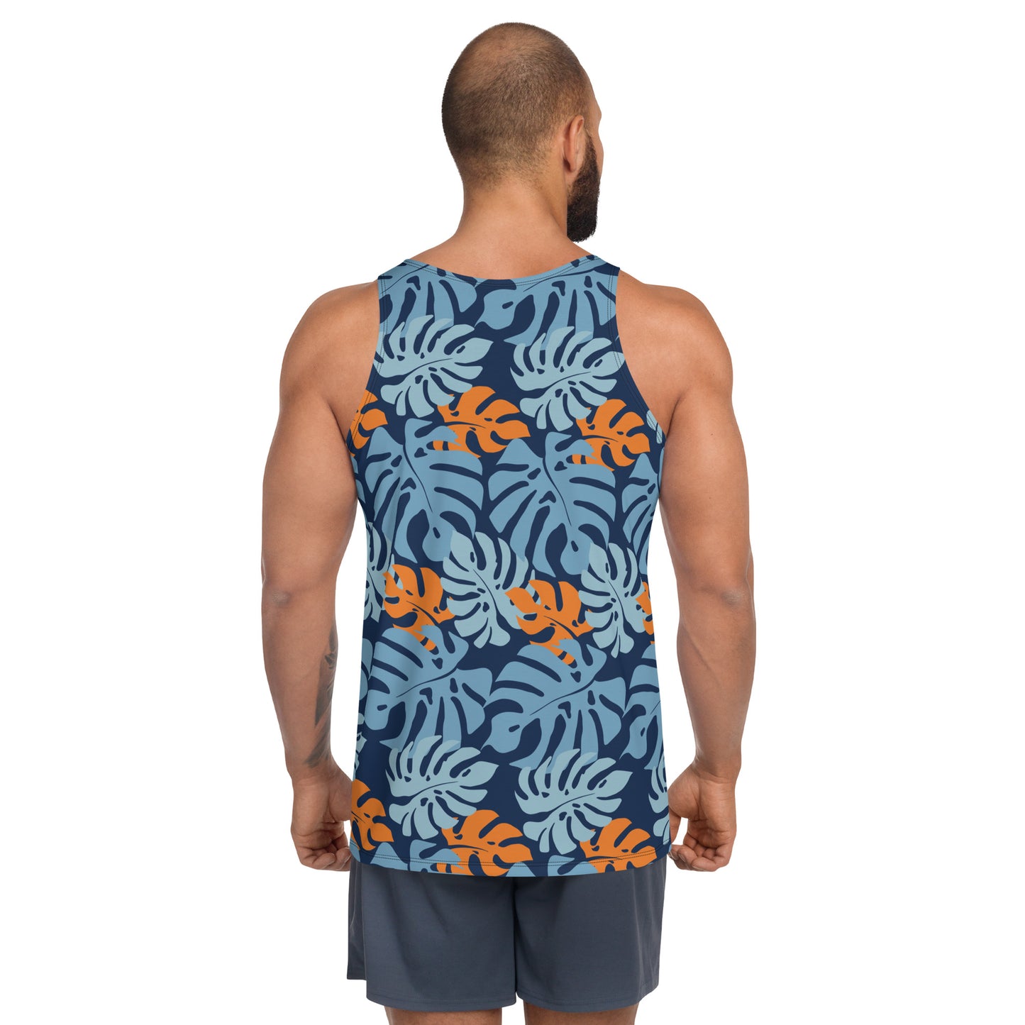 Men's Tank Top - Monstera Leaf Blue & Orange