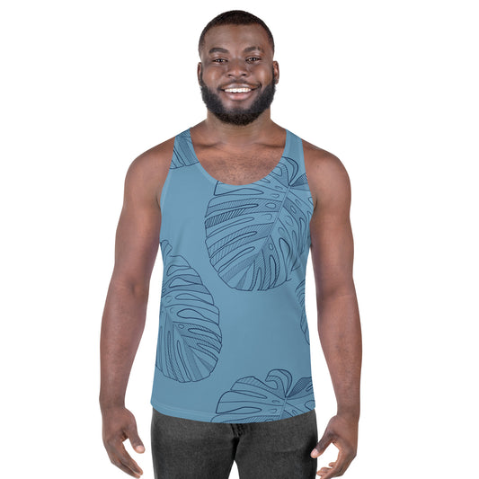 Men's Tank Top - Monstera Leaf Blue