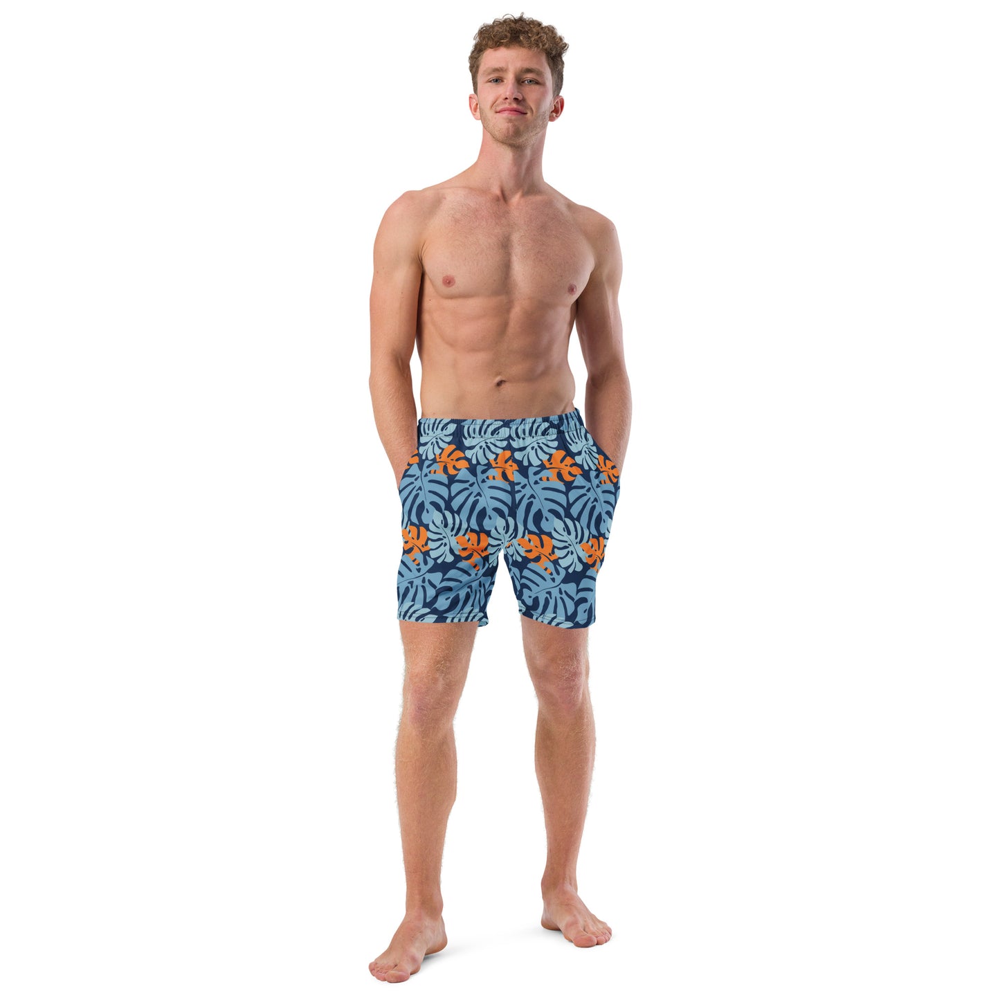 Men's trunks - Monstera Leaf Blue & Orange