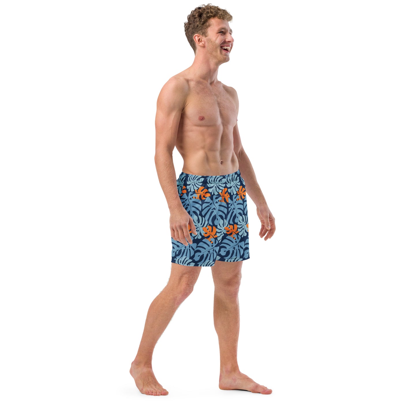 Men's trunks - Monstera Leaf Blue & Orange