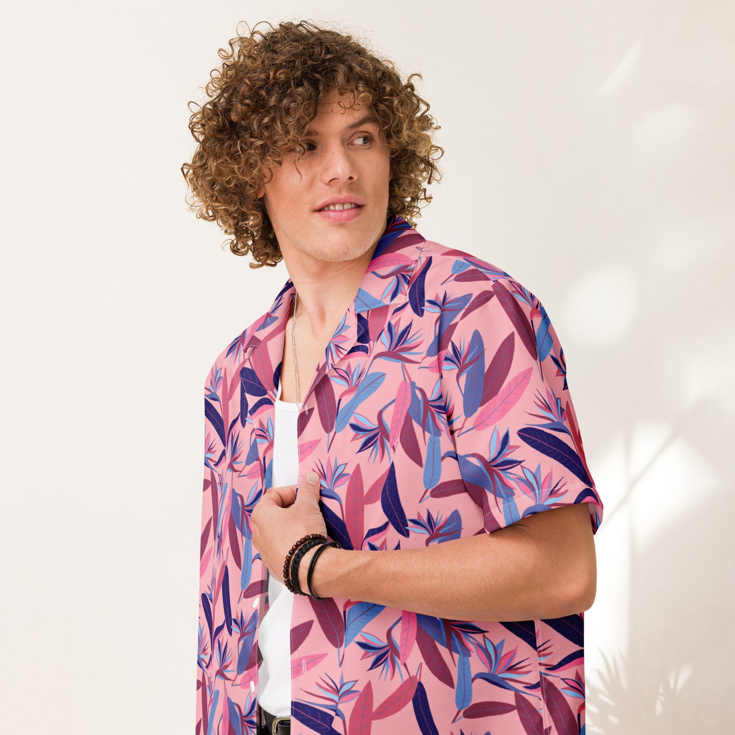 Strelitzia nicolai – Men’s Button Down Beach Shirt