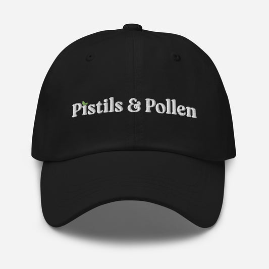 Pistils & Pollen - Cotton Hat (white on black)