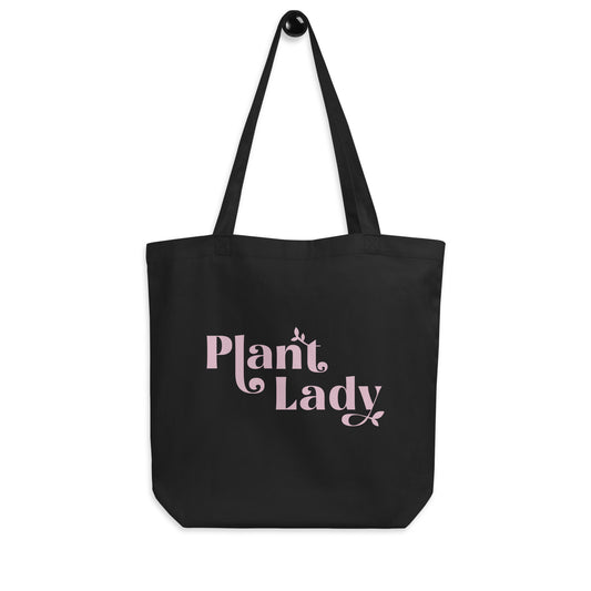 Plant Lady - Organic Cotton Tote Bag (pink on black)