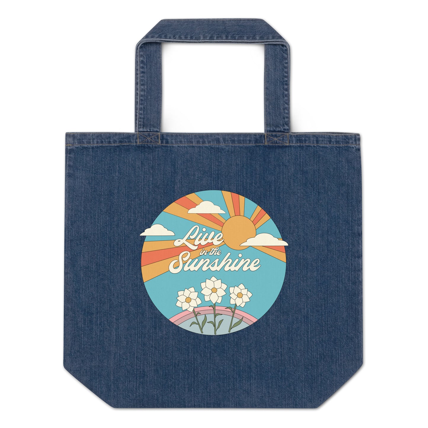 Live in the Sunshine - Organic Denim Gardening Tote Bag