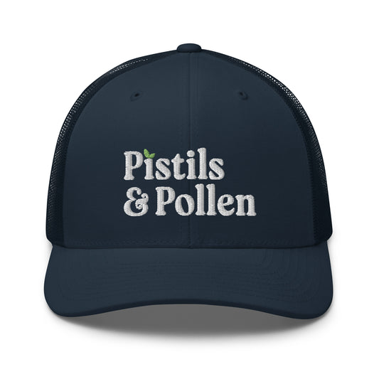 Pistils & Pollen - Snap Back Cap (white on blue)