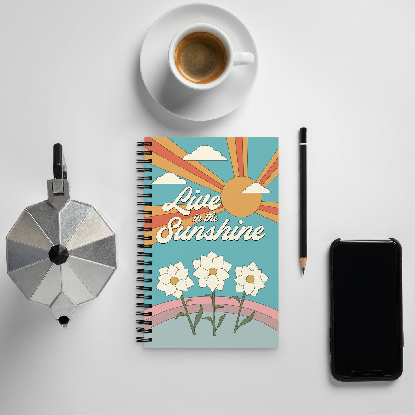 Live in the Sunshine - Spiral notebook (orange)